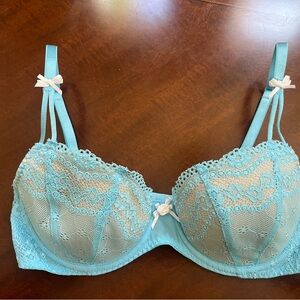 Betsey Johnson Light Blue Lace Bra 34B